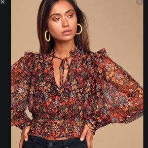Free people Twyla sheer floral crop top S nwt